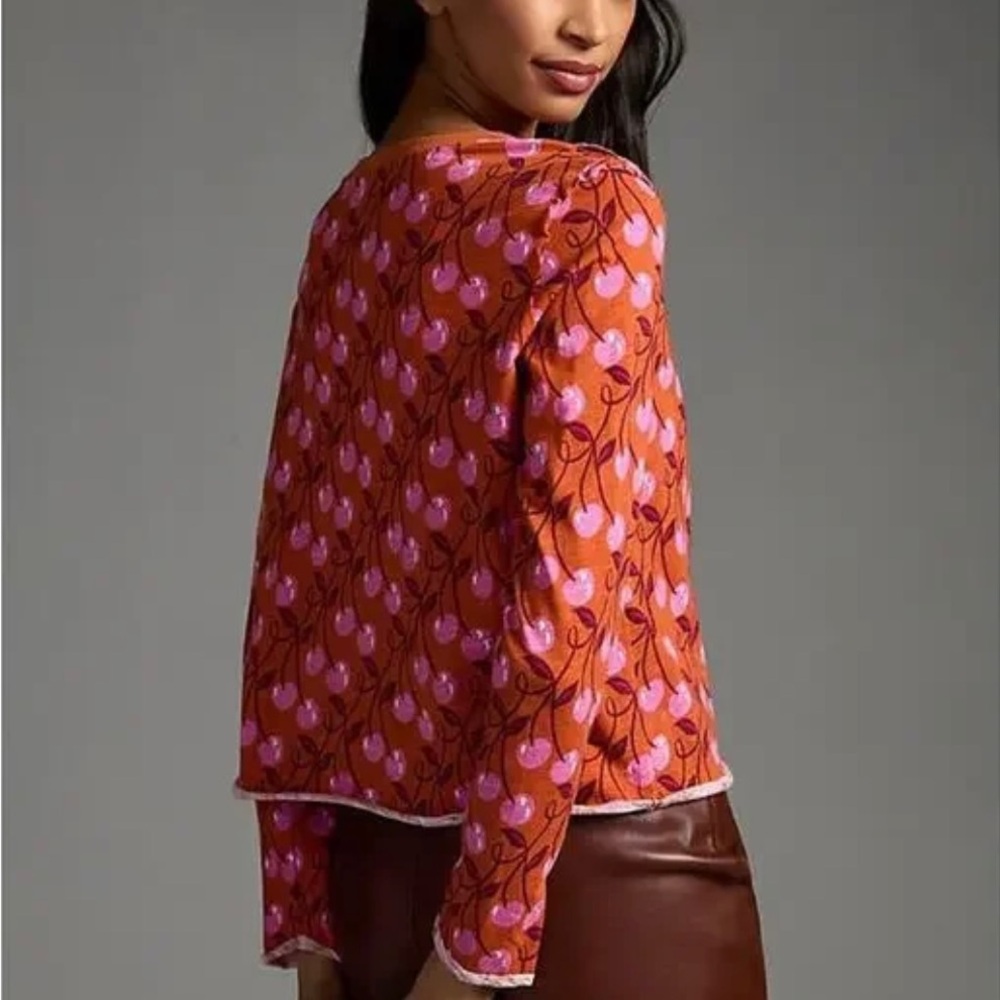 Anthropologie Maeve Cherry Printed Tee XXS - Picture 3 of 3